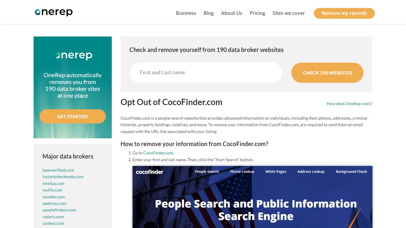 CocoFinder Opt Out | Remove Your Information | OneRep